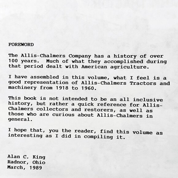 Allis-Chalmers Tractor Division 1918-1960 An Informal History By Alan C. King (1 - Picture 4 of 6